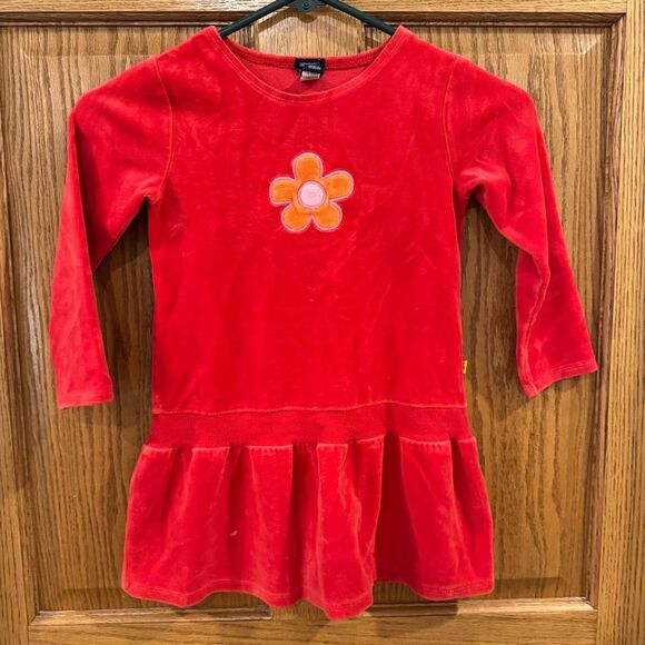 Vintage 2004 babyGap red velour drop-waist flower dress – toddler 4T - Picture 1 of 7